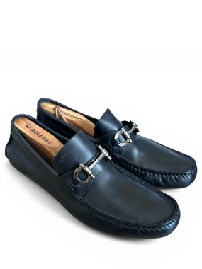 Salvatore Ferragamo Horsebit Loafers Black Driver Shoes Men’s